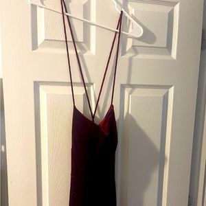Burgundy velvet cross back gown